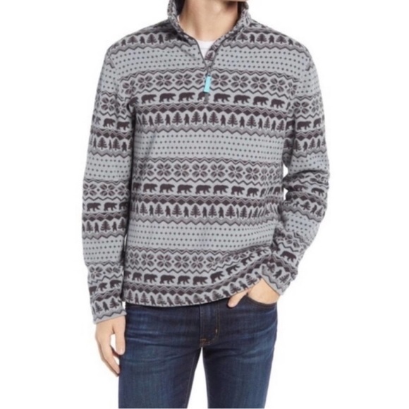 Chubbies The Bear Hug fair isle fleece quarter zip pull over large gray - Picture 1 of 6